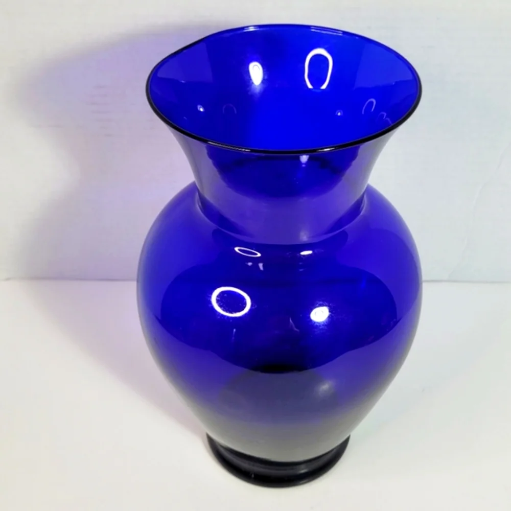 Cobalt Blue Extra Large Vintage Glass Vase Excellent Condition
